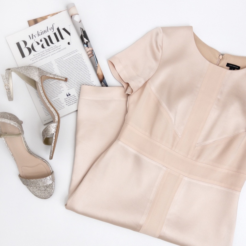 ANN TAYLOR . Satin Sheath Dress